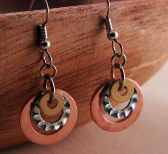 Copper Dangle Earring Hardware Jewelry Industrial Brass Lock