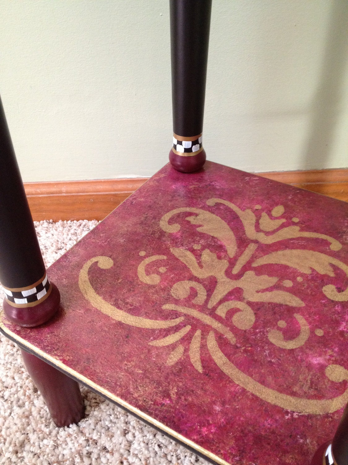 Whimsical Painted Table Painted End Table Custom Painted End
