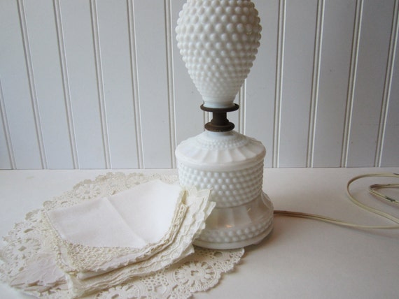 Glass milk Milk westmoreland Vintage lamp Hobnail glass Lamp