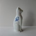 Vintage Avon Ming Cat Milk Glass Blue and White Figurine/Cologne Bottle