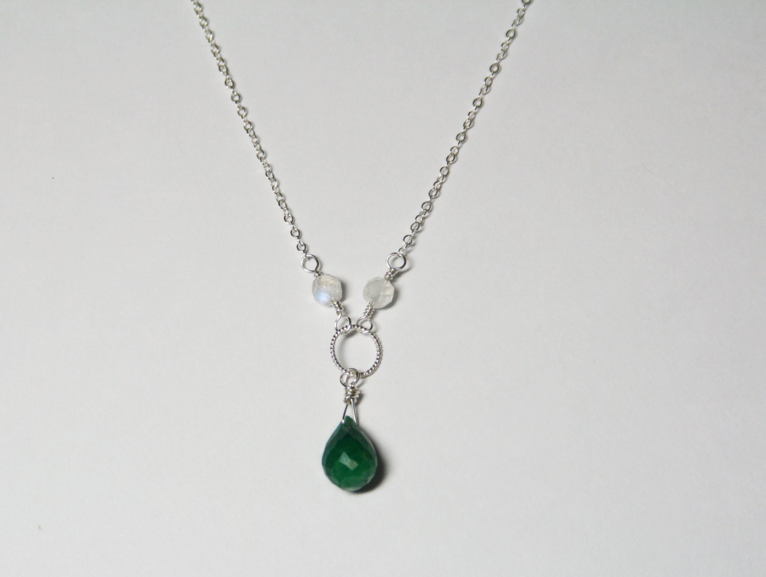 Emerald Necklace With Rainbow Moonstone By Maryjaedesigns On Etsy