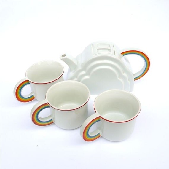 Vandor Cloud and Rainbow Teapot with Three by FoundVintageStyle