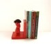 Bright Red Wooden Bookend with Character Japan