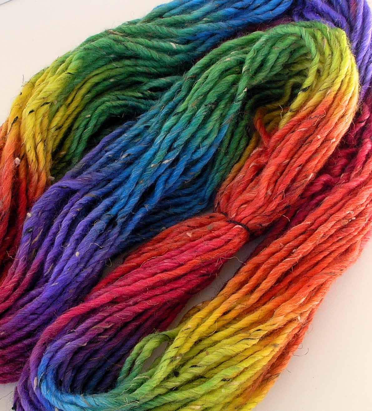 Hand Dyed Bulky Tweed Wool Yarn Rainbow Sherbert