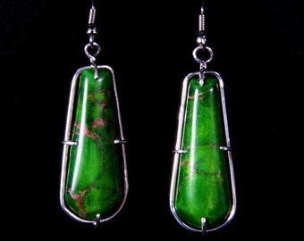 Green Turquoise silver Earrings