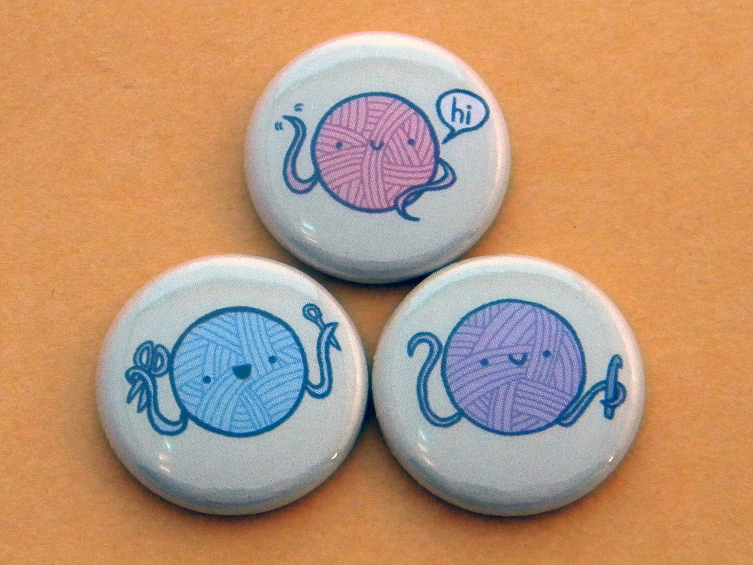 Crochet Yarn Ball Button Set