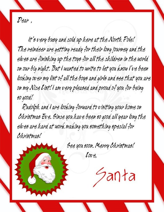 Items similar to Letter from Santa And Nice List Certificate JPG on Etsy