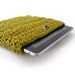 iPAD crochet sleeve in Mustard with vintage button - gadget sleeve - iPad