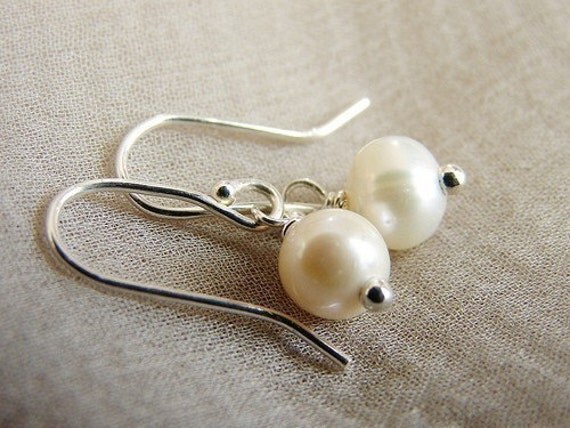 Simple Pearl Earrings cultured pearls sterling silver