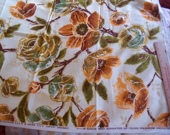 Vintage FLoral Upholstery fabric Earthtone Colors 1 yard x 47 wide