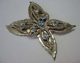 Gold and Blue Twinkle Butterfly - brooch