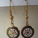 Star Hex Earrings Pierced Gold Enamel Red White Blue Dangle Wire