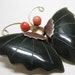 Butterfly Brooch Green Jade Vintage Pin