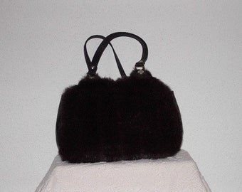 faux fur and leather handbag