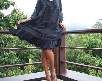 30 USD SALE Padma dress...Mix silk Black (M-L)