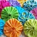 NEON Bright Electric Fabric YO YO Handmade 2 inch Yo Yo ViViD Spring Sunshine Rainbow Variety Colorful QuiLT BLocK trim 15 yo yo pieces