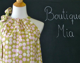 Pillowcase DRESS or TOP - Amy Butler - Martini Dot - Made in ANY Size - Boutique Mia