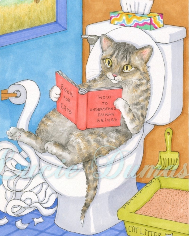 Download Art print 8x10 from funny painting Cat 535 by Lucie Dumas