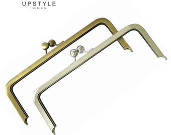 5 Metal Purse Frames - 8" x 3"- Clutch Purse Frame - Nickel (Silver) or Antique Brass with or without chain loops - Ships from USA