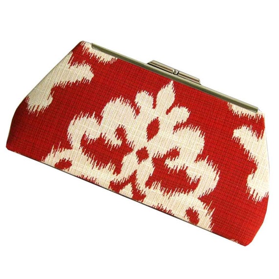 Items similar to Red Ivory Clutch IKAT Design - Wedding Bridesmaid ...