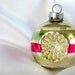 Vintage Pink and Green Double Indent, Silver Shiny Brite Christmas Holiday Ornament