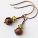 Forest Fern green and purple earrings by Josie's Beaded Jewelry