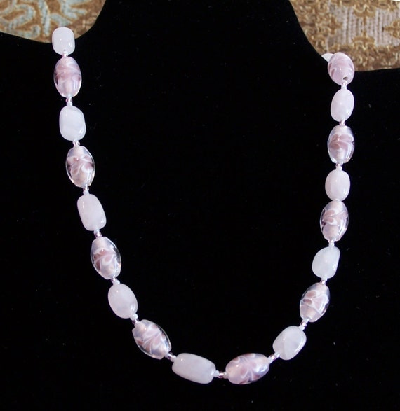 Items similar to Rose Quartz and Fancy Bead Necklace on Etsy