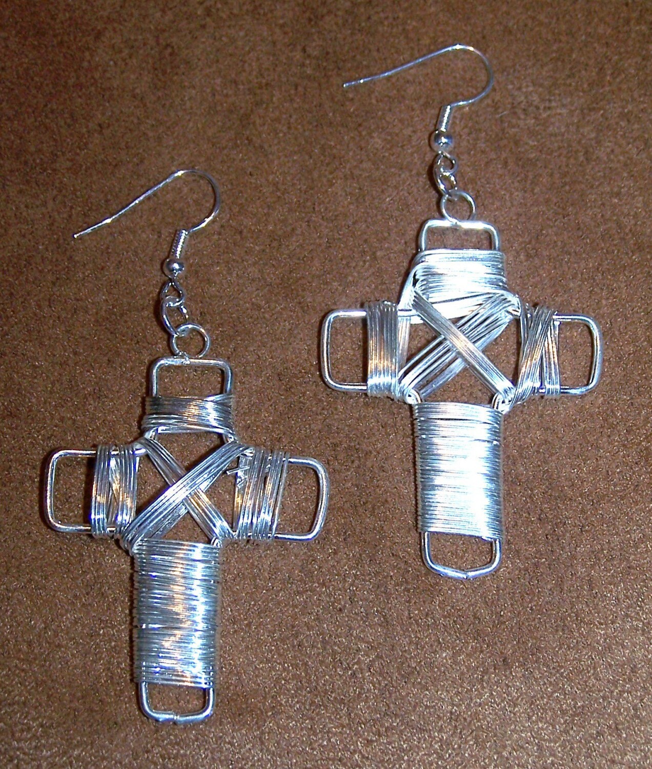 Wire Wrapped Crosses Earrings