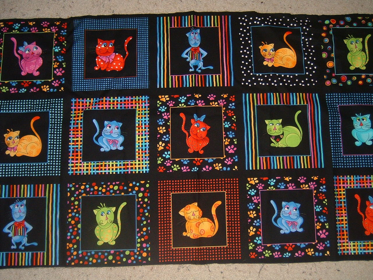 New LORALIE Harris COOL CAT  cotton fabric panels  15 blocks per 