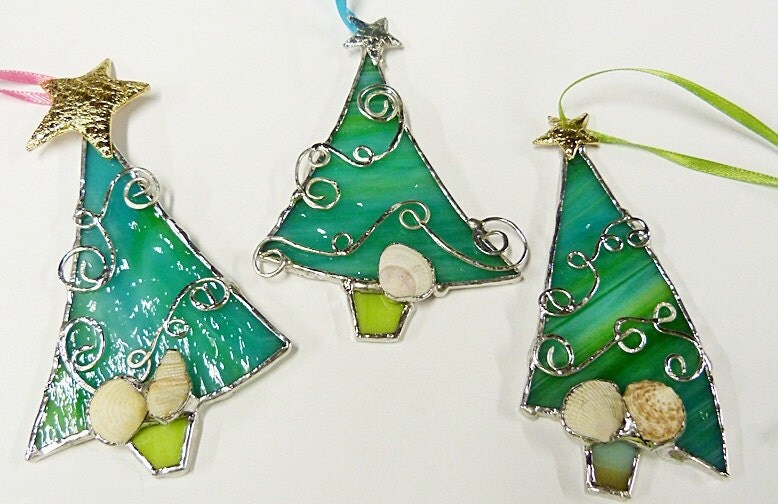 whimsical stained glass beachy christmas trees ornaments whimsical stained glass beachy christmas trees ornaments