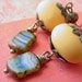 Mustard Yellow and Blue Earrings Czech Glass Cobalt Saffron Honey Amber Dangles Autumn Sky