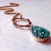 Teal Green Pendant - Gold Necklace - Emerald Green - Vintage Czech Pressed Glass Cabochon - Gift Box