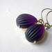 Amethyst and Gold Earrings Vintage Purple Frosted Melon Glass Dangles Brass Gift for Her Under 25 Gift Box