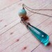 Teal Blue Quartz Teardrop Pendant - Sterling Silver Wire Wrapped - Blue Crab Agate Necklace - Gift for Her Under 50 - Gift Box