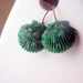 Seashell Earrings Green Sea Shell Vintage Lucite Cabochon Sea Green Nautical Gift