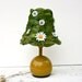 Mod Mustard Yellow Accent Lamp with Upcycled Green Leaf & White Daisy Shade
