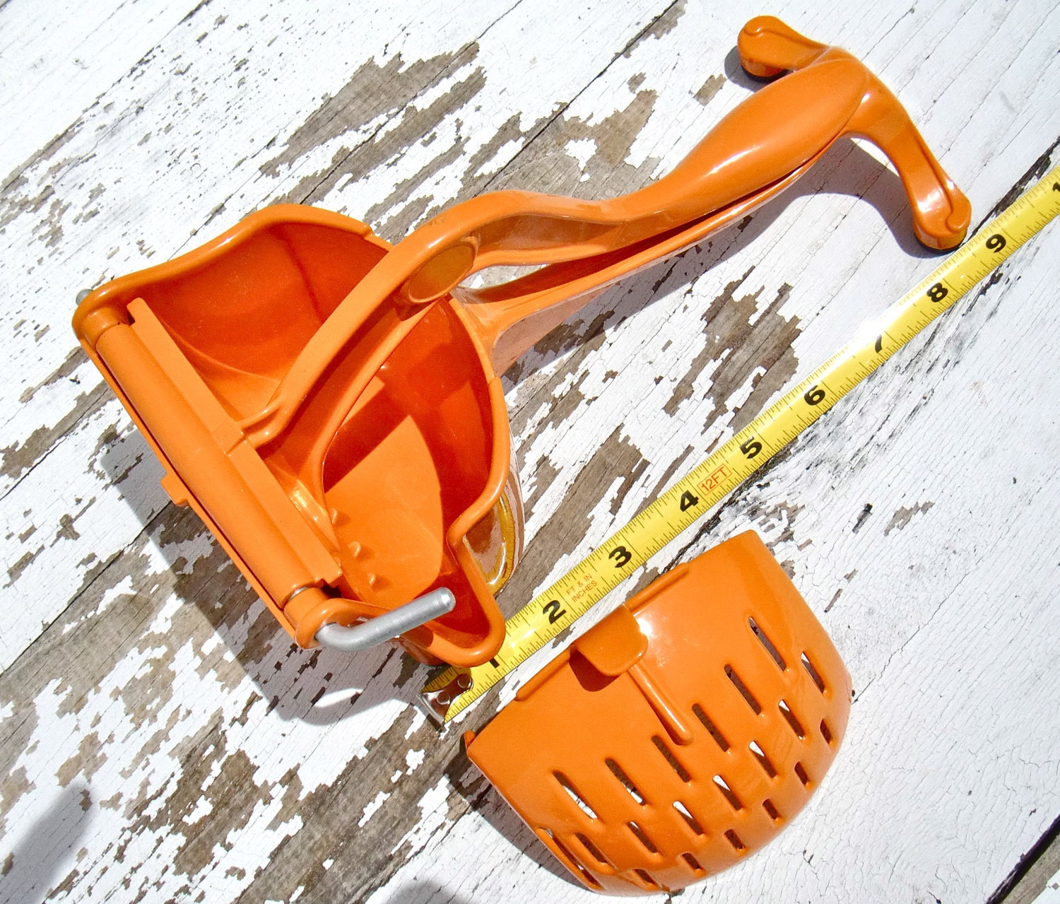 Vintage Orange Enameled Metal Citrus Press Juicer Orange