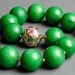 Green Stone Necklace Vintage 1980 Cloisonne, Quartzite, Gold Fill - Stone Forest
