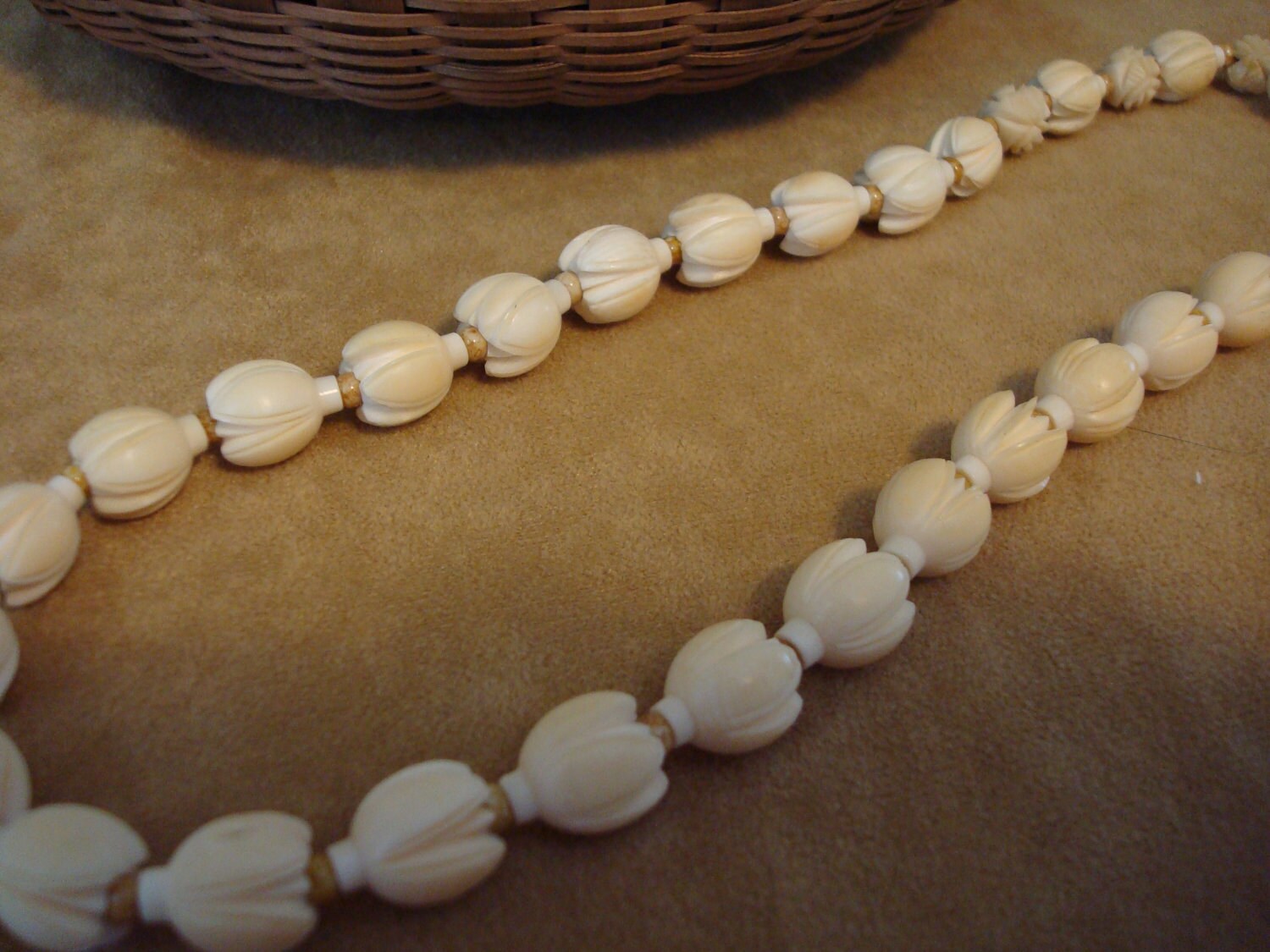 SALE Vintage hand carved ivory necklace