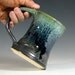 Beer tankard stein, coffee mug cup ceramic, glazed in gunmetal gray green moss, handmade by hughes pottery