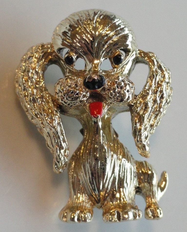 Vintage Gold Tone Gerrys Puppy Dog Brooch Pin