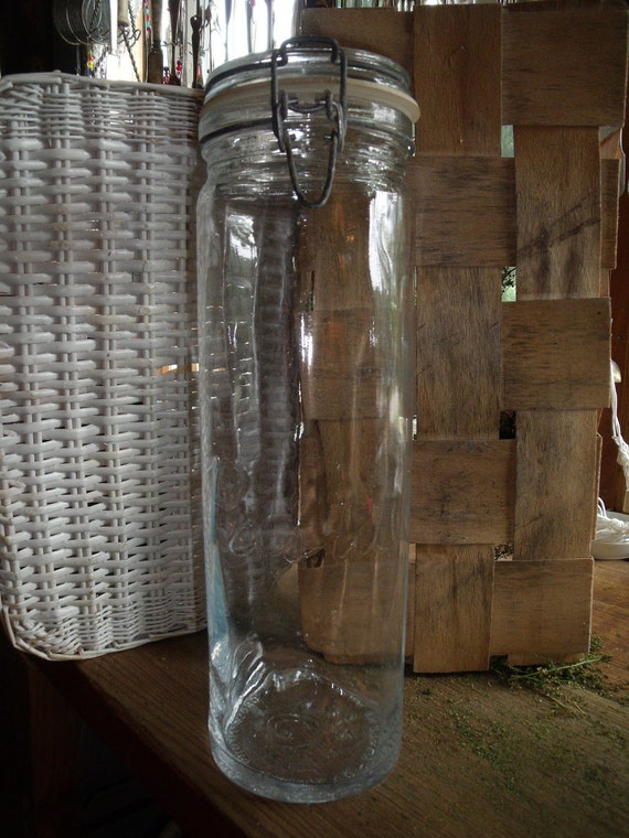 vinTage GLASS PASTA JAR MaDe in ITaLy1972 13