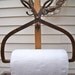 primiTive anTique IcE TonGs REcycled inTo a PAPER TOWEL HOLDER-HeaVy DuTy CasT iRoN with brown/black paTina-plus Bounty Basics paper towels