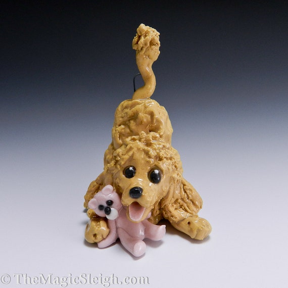 apricot poodle figurine