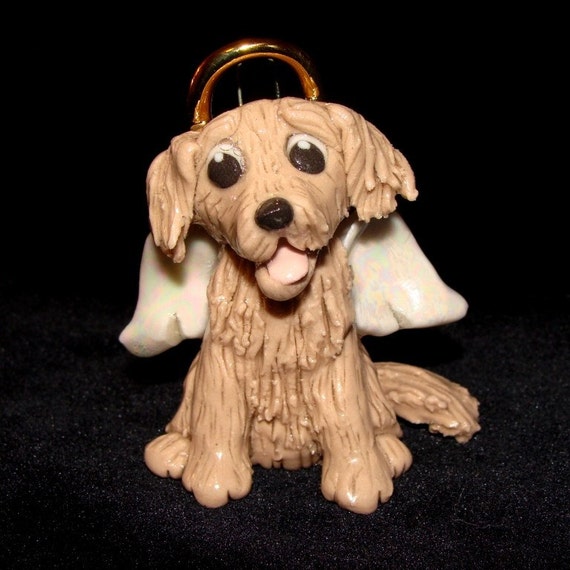 golden retriever angel figurine