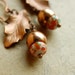 RESERVED FOR hegs - the speckled acorn - vintage glass copper leaf botanical inspired dangle earrings