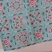 Robin Egg Blue Cottage Folk Art Floral- Novelty Vintage Fabric 50s New Old Stock Tulips Daisies 36 in wide (Reserved)