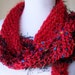SALE Hand Knit Scarf Wrap in Red and Black