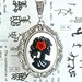 Miss Skeleton Rococo Necklace - Black White Lolita Zombie Gothic Cameo - Red Resin Flower - Free Domestic Shipping