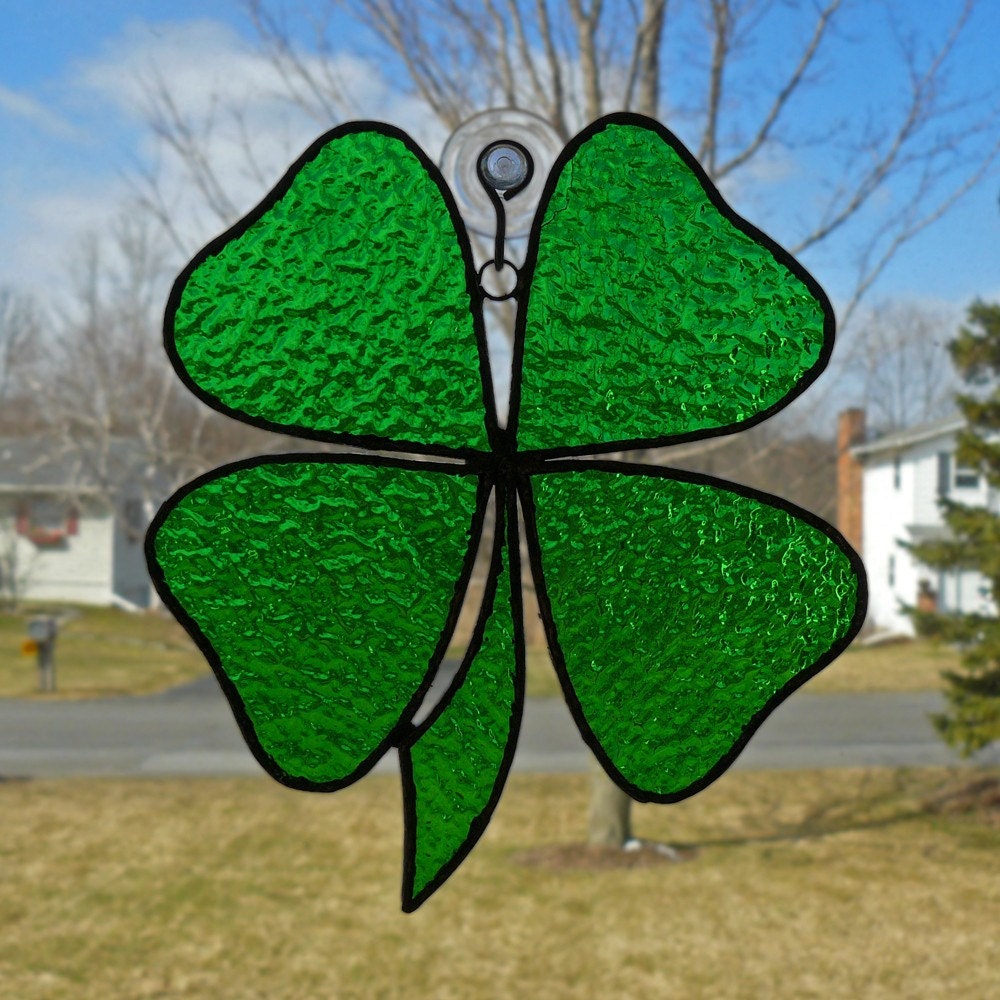 Stained Glass Shamrock Four Leaf Clover